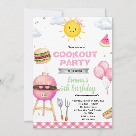 Cookout Birthday girl Invitation 招待状 (正面)