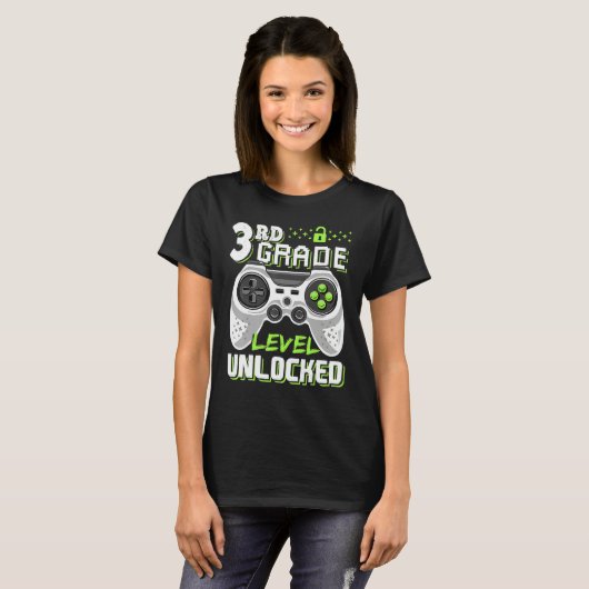 Cool 3rd Grade Level Unlocked Video Game Back To S Tシャツ (正面フル)