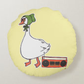 Cool 80s Bonnet Funny Kitchen Goose Cartoon ラウンドクッション (裏面)