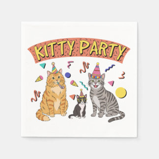 Cool 90s Cat Party Napkin 1990s Themed Kitty スタンダードカクテルナプキン