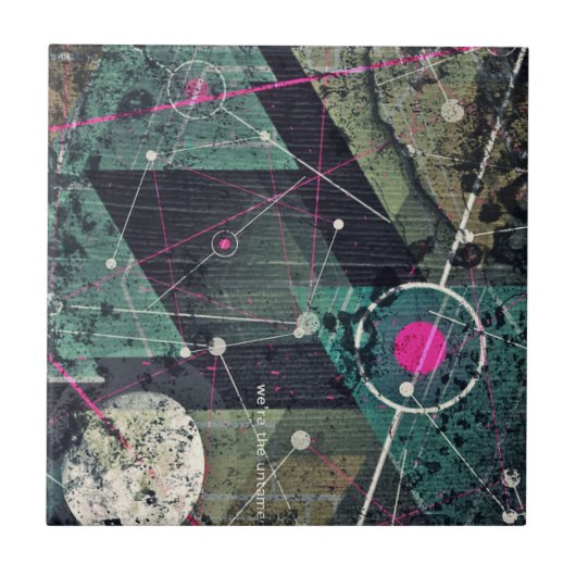 Cool Abstract Digital Graffiti Art Geometic タイル (正面)