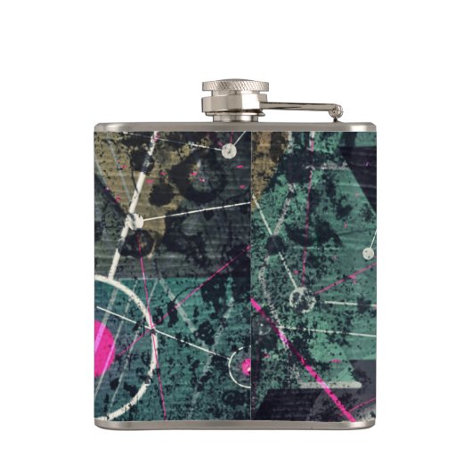 Cool Abstract Digital Graffiti Art Geometic フラスク (裏面)