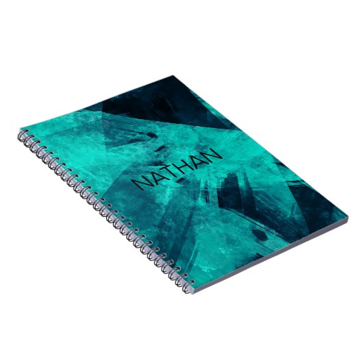 Cool Abstract Jagged Blue Art Personalised ノートブック (右側)