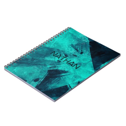 Cool Abstract Jagged Blue Art Personalised ノートブック (左側)