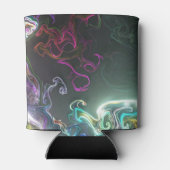 Cool Abstract Neon Liquid Art Black 缶クーラー (裏面)