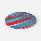 Cool Abstract Red White Blue Brush Strokes ペーパープレート (アングル)