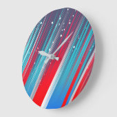 Cool Abstract Red White Blue Brush Strokes ラージ壁時計 (傾斜)