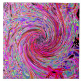 Cool Abstract Retro Hot Pink and Red Floral Swirl タイル (正面)