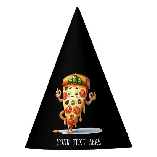 Cool add text yoga pizza party  パーティーハット (正面)