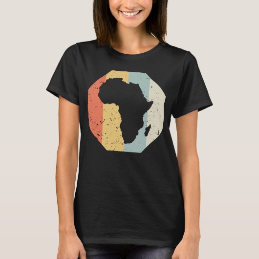 Cool AFRICA WomenMen  Retro African Outline Tシャツ (正面)