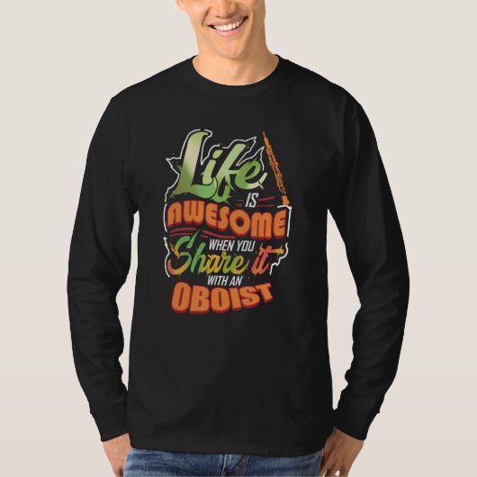 Cool and Colorful Musician Oboist Design Tシャツ (正面)