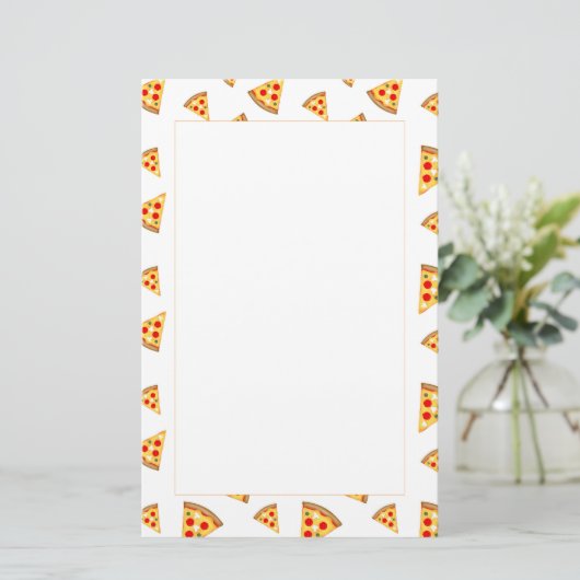 Cool and fun pizza slices pattern on white 便箋 (スタンド正面)