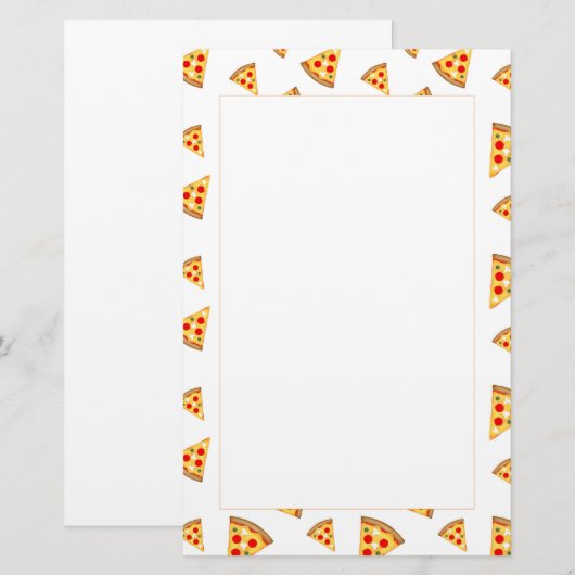 Cool and fun pizza slices pattern on white 便箋 (正面/裏面)