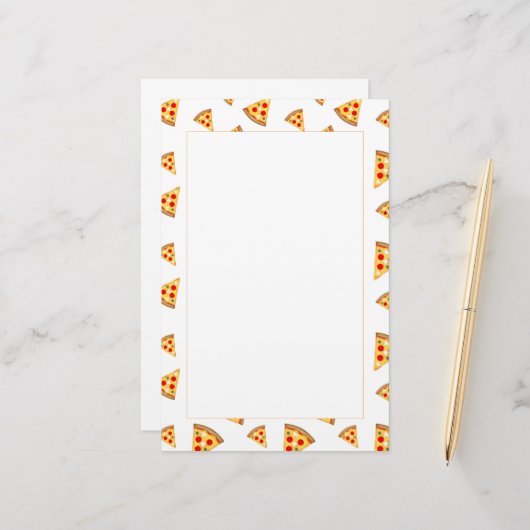 Cool and fun pizza slices pattern on white 便箋 (正面/裏面インサイチュ)