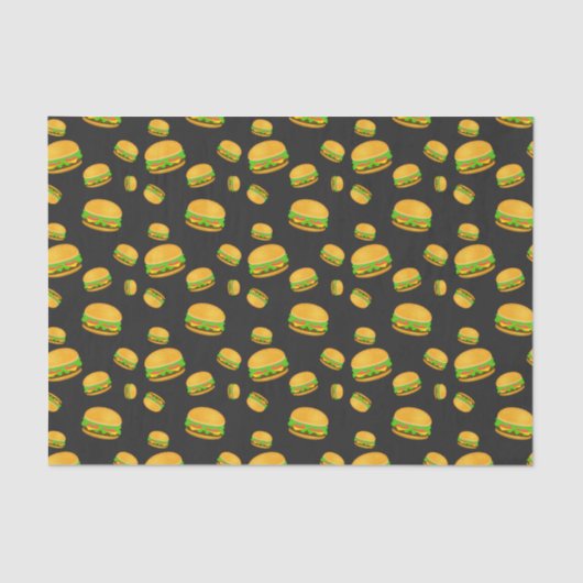 Cool and fun yummy burger pattern dark gray 薄葉紙 (正面)