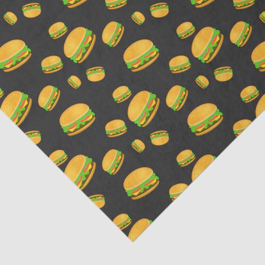 Cool and fun yummy burger pattern dark gray 薄葉紙 (詳細)