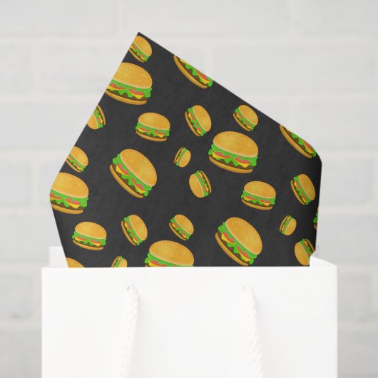 Cool and fun yummy burger pattern dark gray 薄葉紙 (ギフトバッグ)
