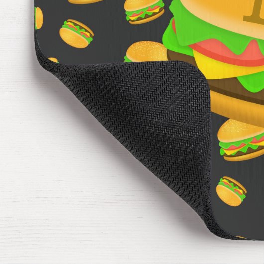 Cool and fun yummy burger pattern Monogram マウスパッド (コーナー)