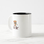 Cool and  Funny National Pizza Day: Laugh, Enjoy ツートーンマグカップ (正面左)