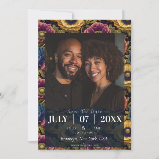 Cool Anemones Lakeside Wedding Save the Date (正面)