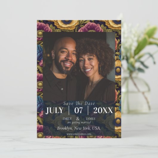 Cool Anemones Lakeside Wedding Save the Date (スタンド正面)