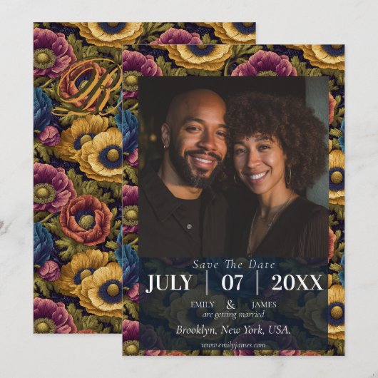 Cool Anemones Lakeside Wedding Save the Date (正面/裏面)