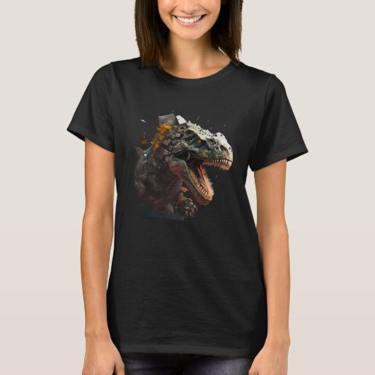 Cool angry dinosaur Tyrannosaurus Rex 2 Tシャツ (正面)