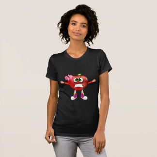 Cool Angry Red Apple Girl Cartoon Shirt Tシャツ