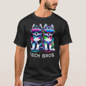 Cool Anime Dog Cartoon Puppies VR Tech Bros Tシャツ (正面)