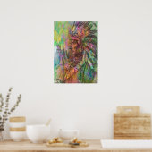 Cool antique native american Indian clipart colour ポスター (キッチン)