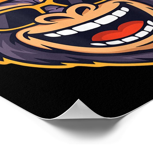 Cool Ape Gorilla Head Funky Monkey Retro Bandana C ポスター (角)
