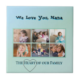 Cool Aqua 6-Photo Family Tribute タイル