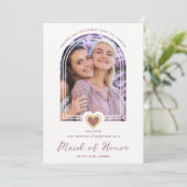Cool Arch Fancy Maid of Honor Purple Heart Photo 招待状 (スタンド正面)