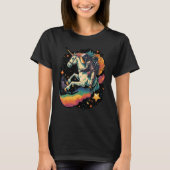 Cool Astronaut Spaceman Riding A Rainbow Unicorn I Tシャツ (正面)
