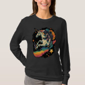 Cool Astronaut Spaceman Riding A Rainbow Unicorn I Tシャツ (正面)