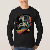 Cool Astronaut Spaceman Riding A Rainbow Unicorn I Tシャツ (正面)