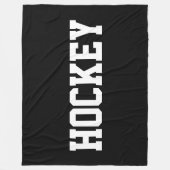 Cool Athletic Bold White HOCKEY Text On Deep Black フリースブランケット (正面)