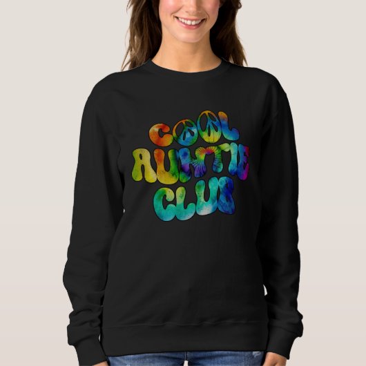 Cool Auntie Club Retro Tie Dye Groovy スウェットシャツ (正面)