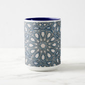 Cool Azure & White Ceramic Tile Geometric Pattern マグカップ (中央)
