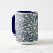 Cool Azure & White Ceramic Tile Geometric Pattern マグカップ (正面左)