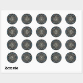 Cool Azure & White Geometric Ceramic Tile Sticker ラウンドシール (シート)