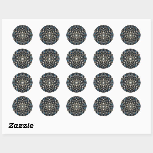 Cool Azure & White Geometric Ceramic Tile Sticker ラウンドシール (シート)
