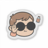 Cool Baby Peace Sticker – Funny Chill Kid Vibes シール (正面)
