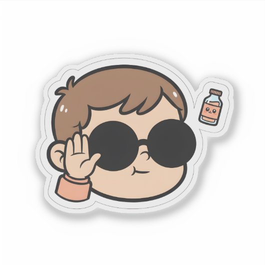 Cool Baby Peace Sticker – Funny Chill Kid Vibes シール (正面)