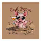 "Cool Bacon" Piglet in Sunglasses ポスター (正面)