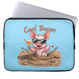 "Cool Bacon" Piglet in Sunglasses ラップトップスリーブ