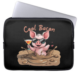 "Cool Bacon" Piglet in Sunglasses ラップトップスリーブ