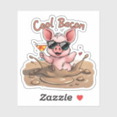 "Cool Bacon"Piglet in Sunglasses Cut Vinyl Sticker シール (シート)