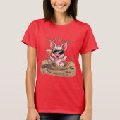 "Cool Bacon" Piglet in Sunglasses Tシャツ (正面)