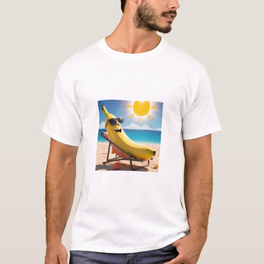 Cool Banana at the Beach - Fun Summer Cartoon Tシャツ (正面)